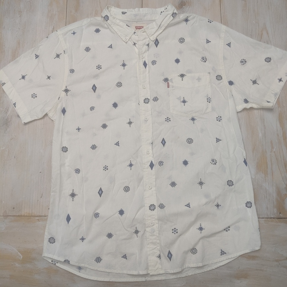 Levi's White and Blue Western Design Shirt